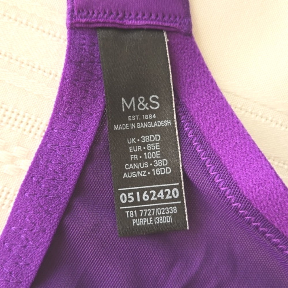 Marks & Spencer embroidered mesh underwired plunge Bra 38D - Picture 5 of 9